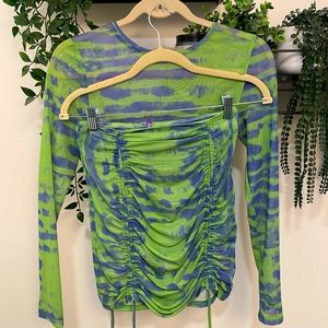 Sheer Lime Green Trippy Rave Festival Skirt Set